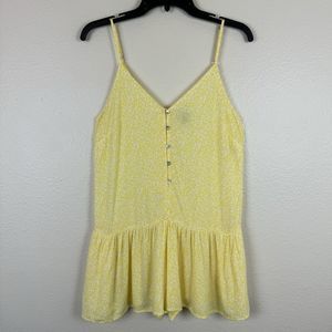 Wild Fable Button Front Flowy Spaghetti Strap Romper Yellow White XS
